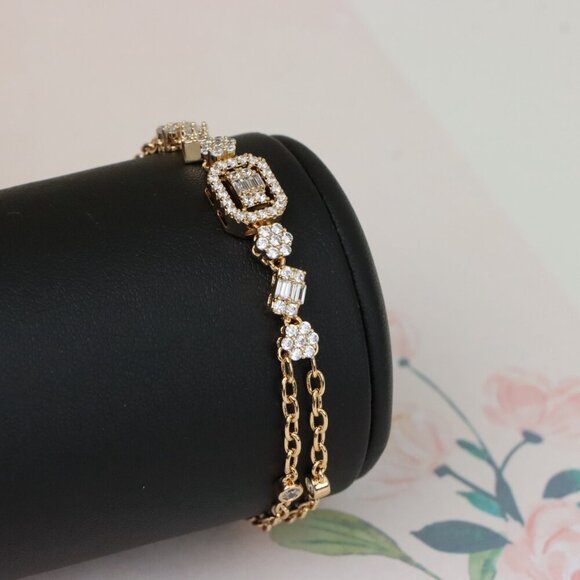 "Elegant Rose Gold Bracelet with Sparkling Gem Accents, XPBL0936 - Picture 10 of 14